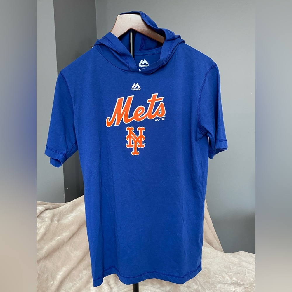 NY Mets Royal Blue Short Sleeve Tee with Hood